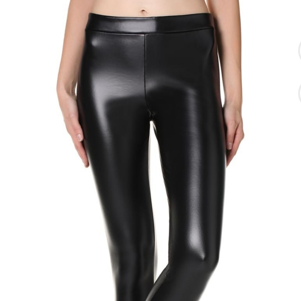 Italian Thermal Biker Leggings Leather Effect